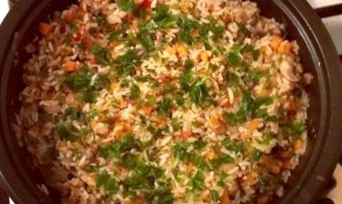 Грибное ризотто с овощами