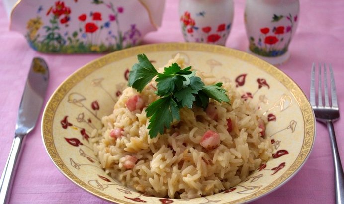 Ризотто с копченой грудинкой