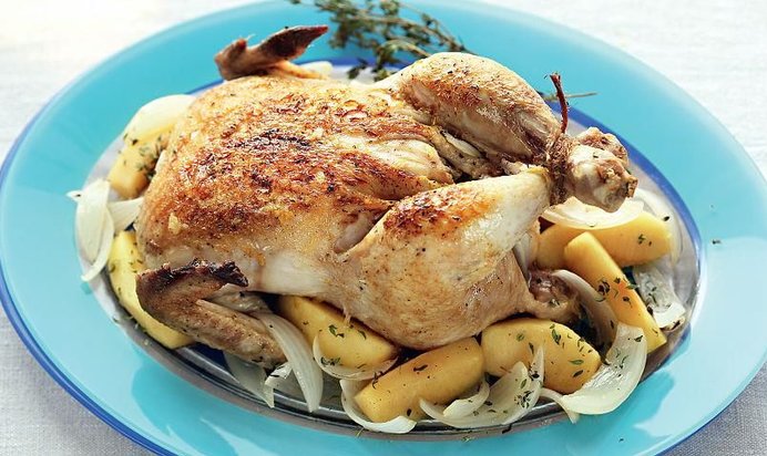 Цыпленок с яблоками