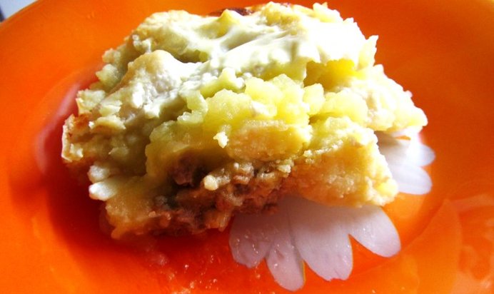 Цветная капуста с фаршем под сырным соусом бешамель