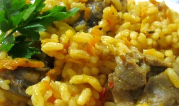 Плов из желудков куриных