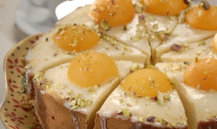 Творожный торт с абрикосами