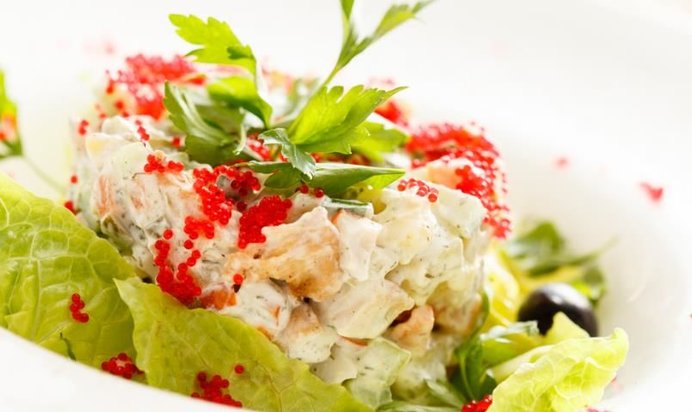 Оливье с семгой