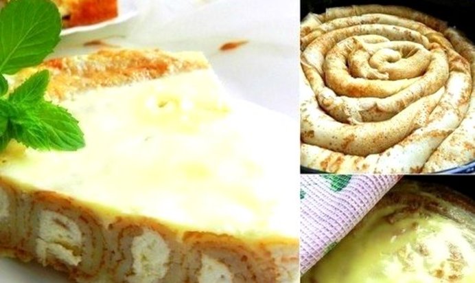 Блинный пирог на сковороде