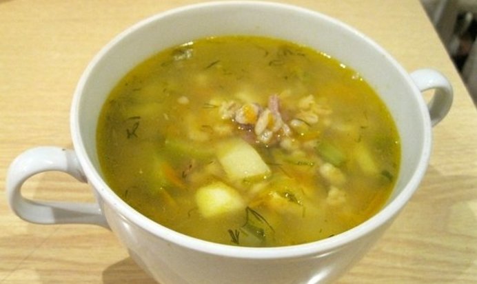 Рассольник с перловкой
