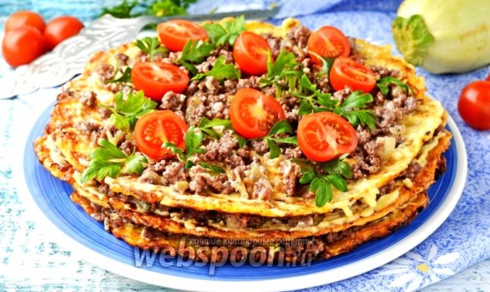 Кабачковый торт с фаршем