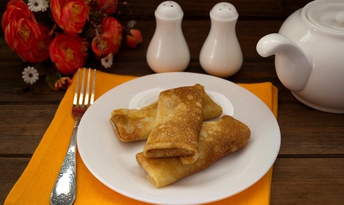 Блины с ветчиной и сыром