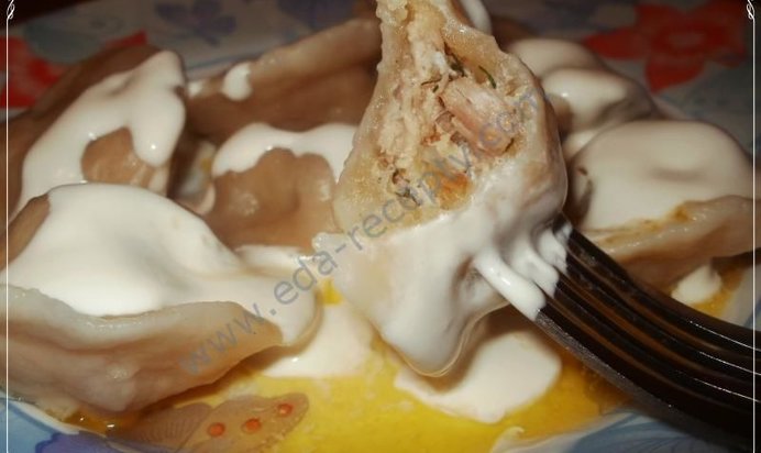 Свиные пельмени с начинкой из отварного мяса