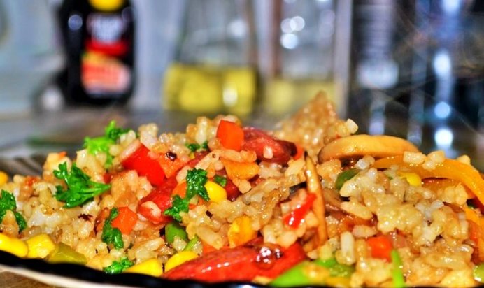 Постный плов с овощами