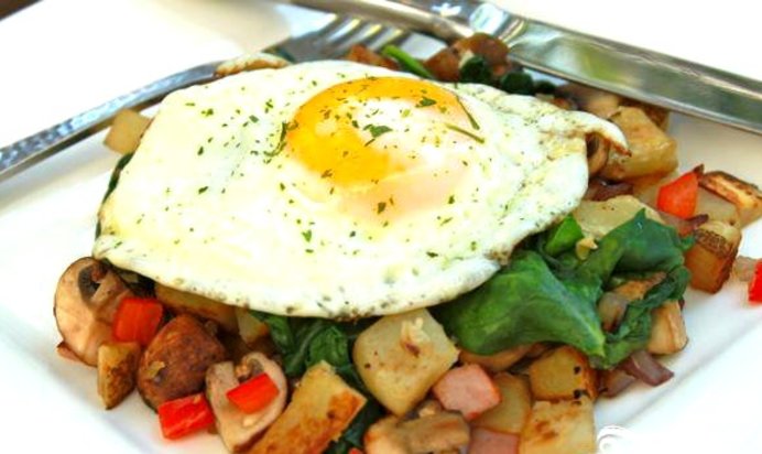 Яичница с грибами на завтрак