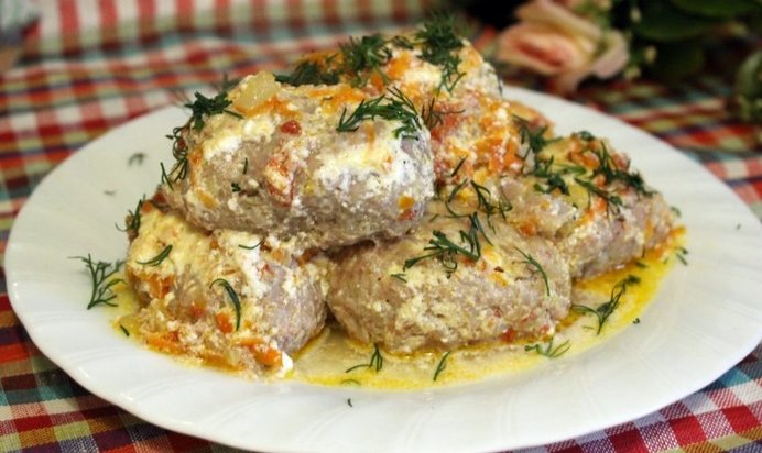 Ленивые голубцы запеченные в сметане