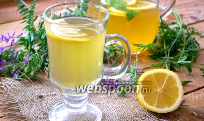 Домашний лимонад с зелёным чаем и мятой