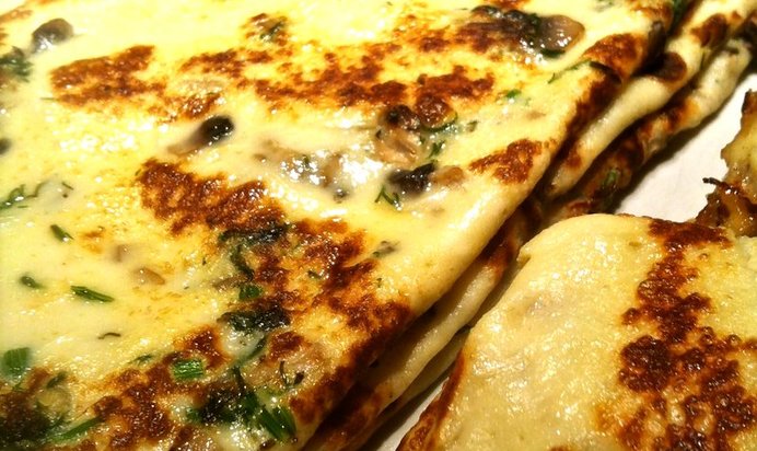 Нежные блинчики с грибовым припеком