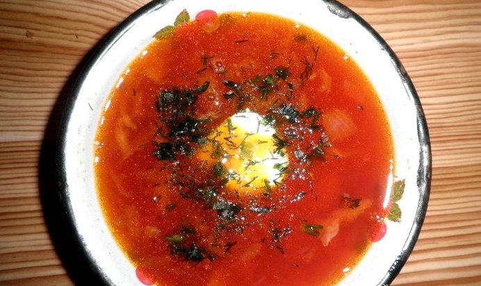 Постный борщ с фасолью