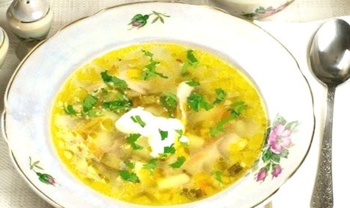 Рассольник с рисом и бараниной