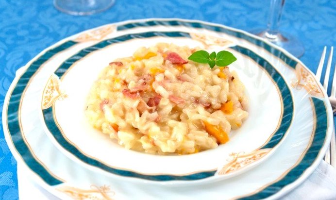 Ризотто с беконом и болгарским перцем