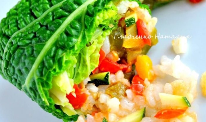 Постные голубцы из савойской капусты