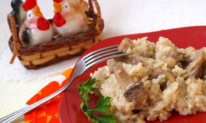 Шила-плов с шампиньонами