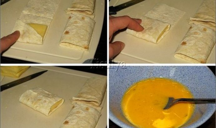 Омлет с сыром в лаваше
