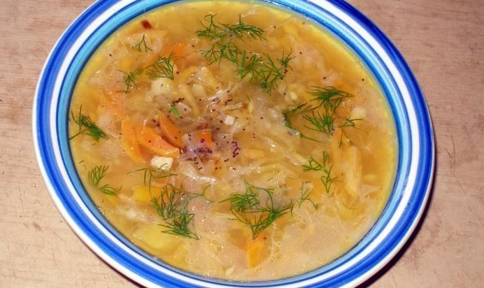 Постные щи из квашеной капусты