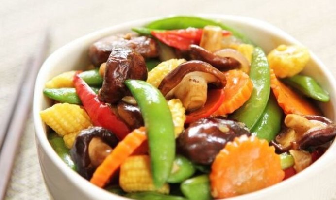 Жареные овощи с грибами