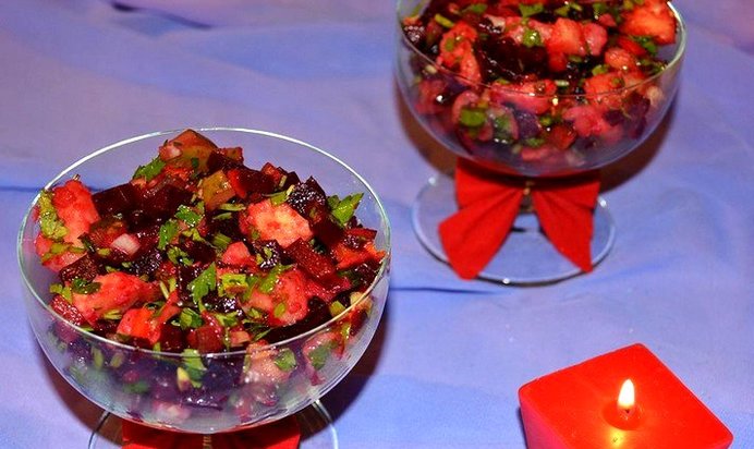 Печеный винегрет с грибами