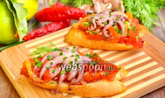 Брускетта с осьминогами