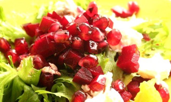 Винегрет с апельсином и козьим сыром