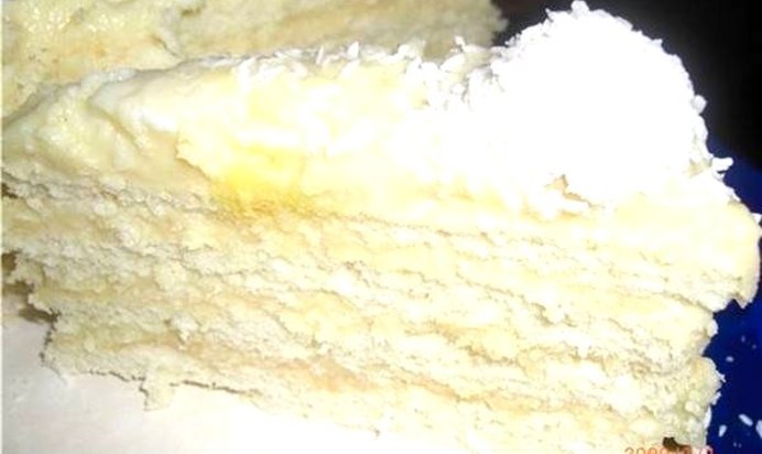 Нежный кокосовый торт со сметанным кремом