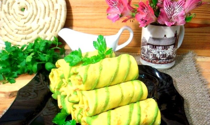 Блинчики полосатики с капустой