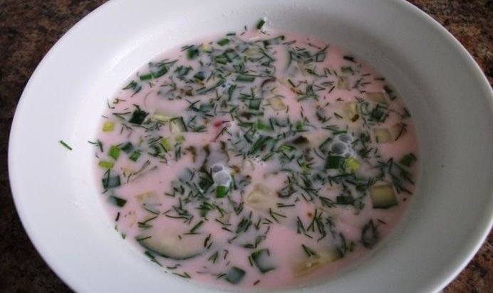 Борщ холодник из свеклы на кефире