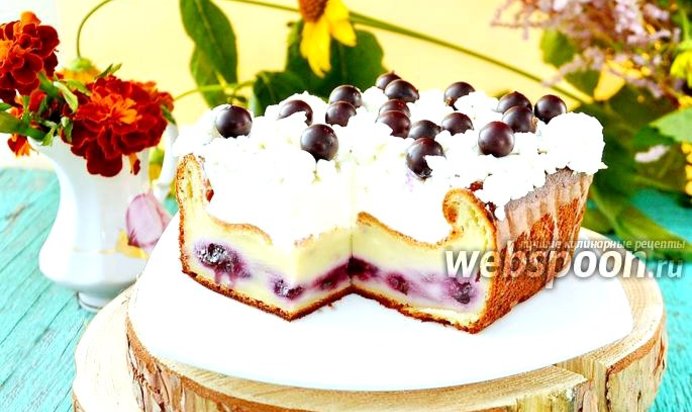 Кекс-запеканка творожный с чёрной смородиной