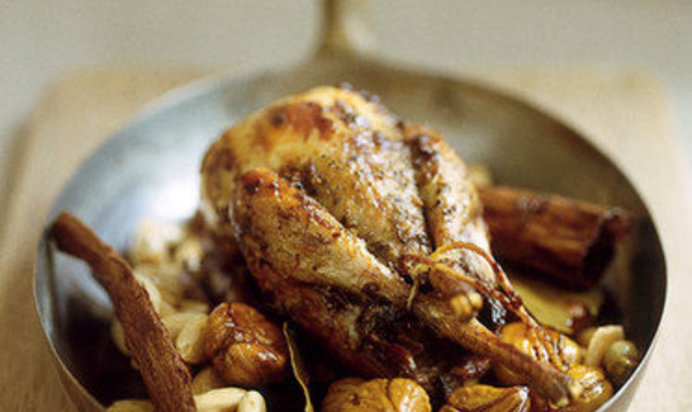 Перепелка с каштанами и иранским пловом