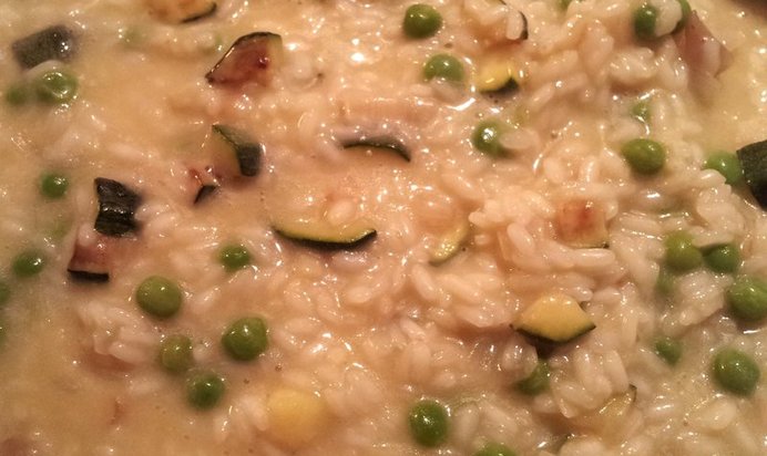 Ризотто с цукини и зеленым горошком