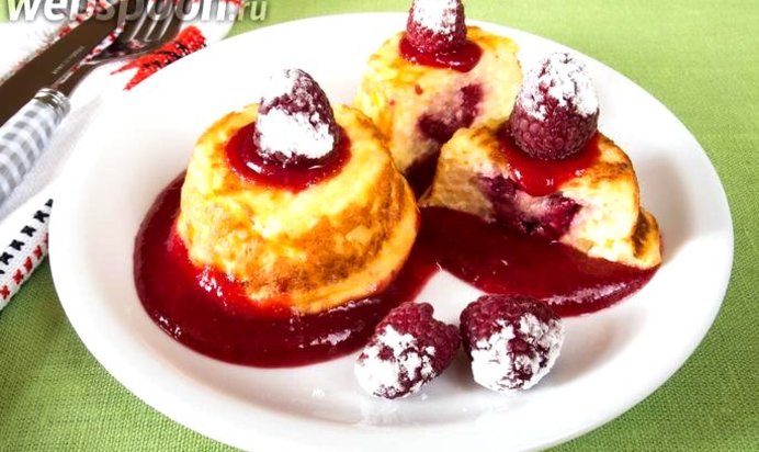 Творожно-рисовая запеканка с малиной