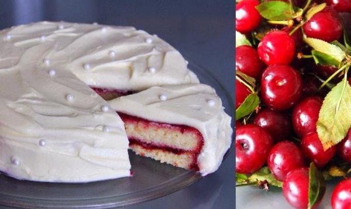 Картофельный торт с вишневым конфитюром и марципаном