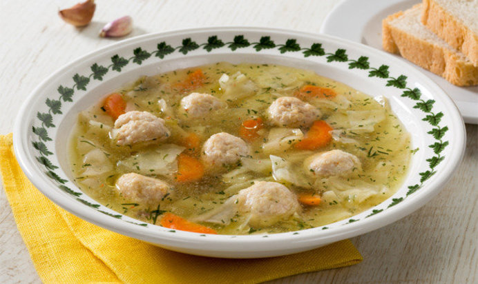 Щи с куриными фрикадельками