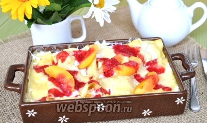 Лазанья творожная с абрикосами