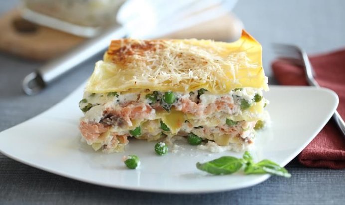 Быстрая лазанья с лососем