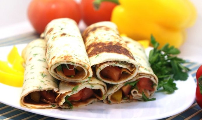 Блины с овощной начинкой