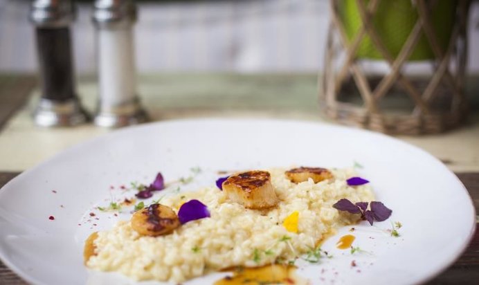 Лимонное ризотто с гребешками