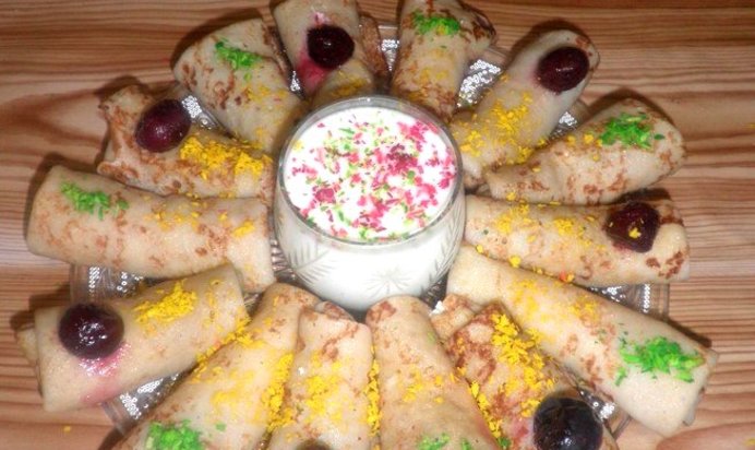 Блинчики с творожной начинкой и с изюмом