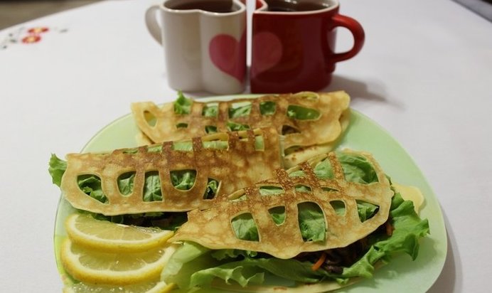 Ажурные блинчики с начинкой