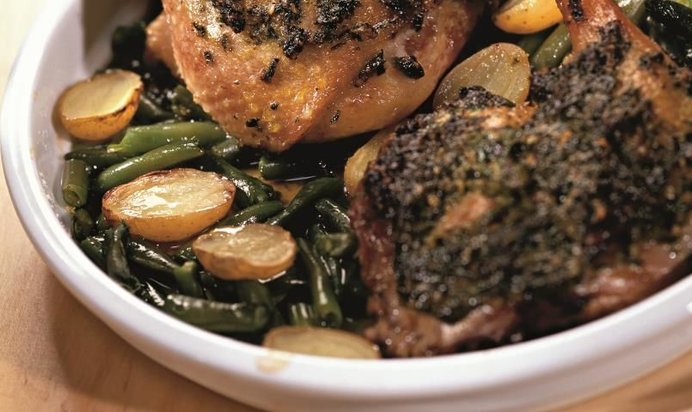 Гусиные ножки с луковым песто