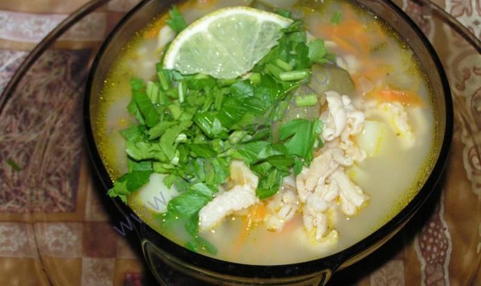 Рассольник из говяжьего рубца