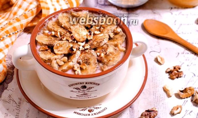 Овсяная каша, запечённая с йогуртом и бананом