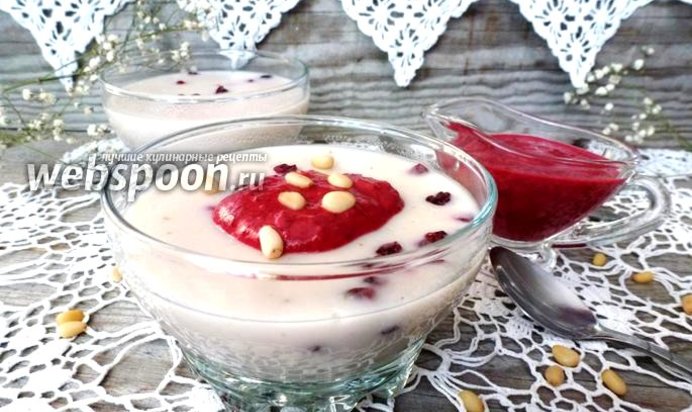 Овсяный кисель с тимьяном и с брусничным песто