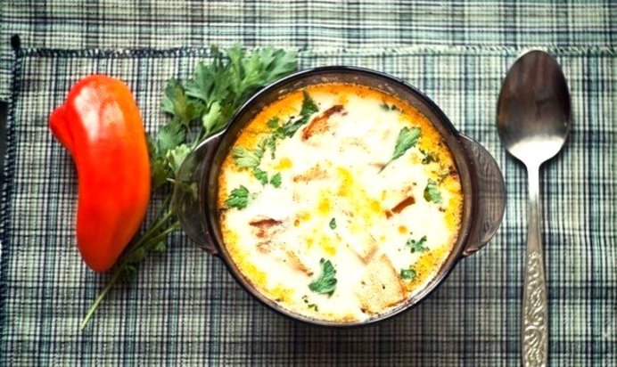 Сырный суп с овощами