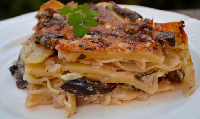 Лазанья с белыми грибами