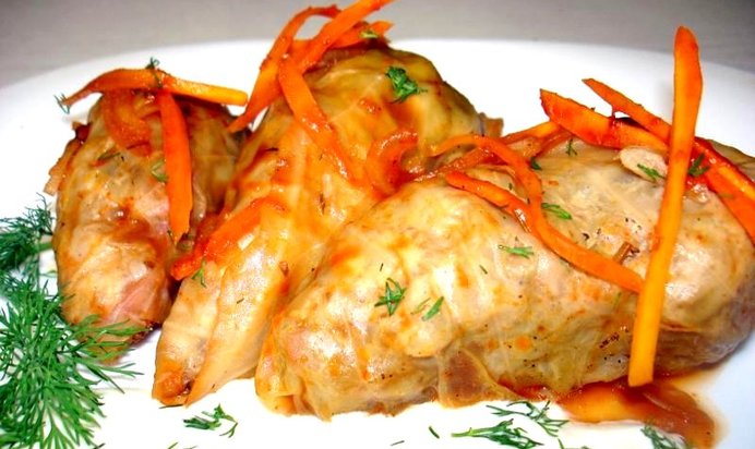 Голубцы с грибами и куриным мясом